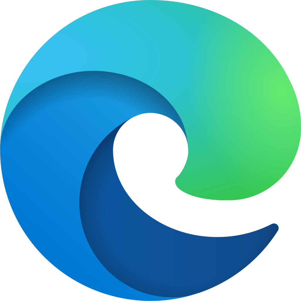 Microsoft Edge-logotyp, visar abstrakt E