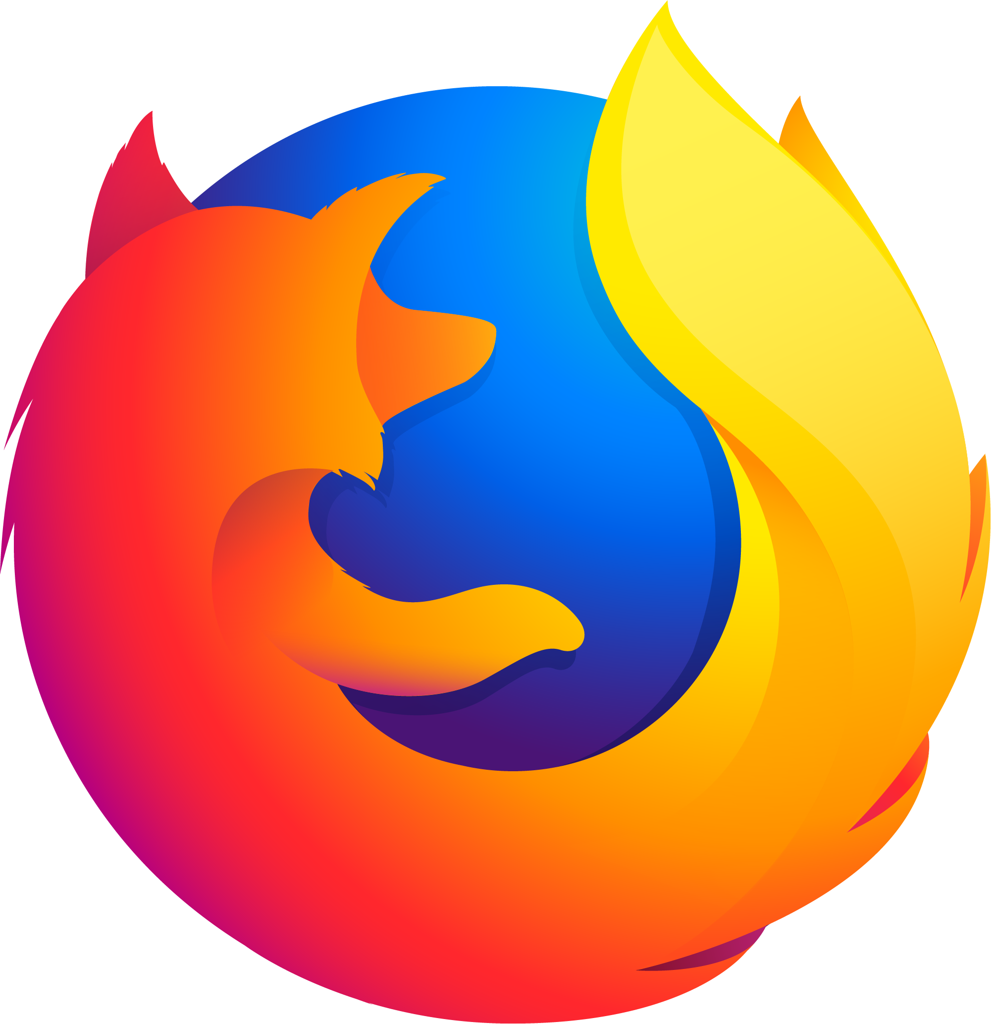 El logo de Mozilla Firefox, muestra al zorro en forma curva